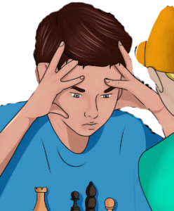 Child in deep thought over the chess-board