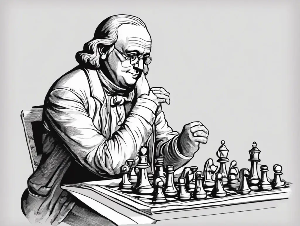 Benjamin Franklin at the chessboard